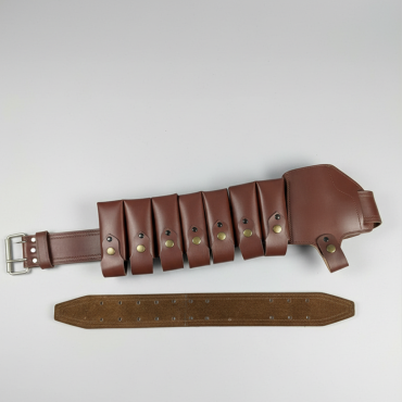 Deluxe Leather Pistol Magazine & Holster Belt - 8 Pouch System